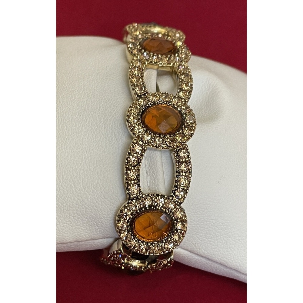 Monet Amber Rhinestone Pave Stretch Bracelet - Picture 10 of 14